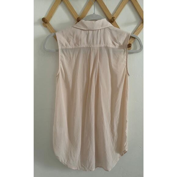Everlane Top Women's 0 Light Pale The Clear Silk Relaxed Sleeveless Button Up - Picture 6 of 6